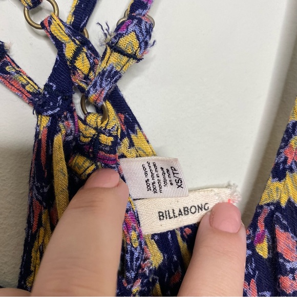 Billabong Floral Mixed Media Strappy Back Boho Maxi Dress Size XS - Picture 5 of 11
